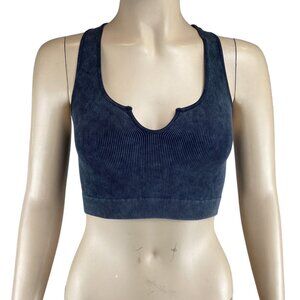 Double Zero Gray Ribbed Knit Crop‎ Tank Top Small Ribbed Stretch Athletic
